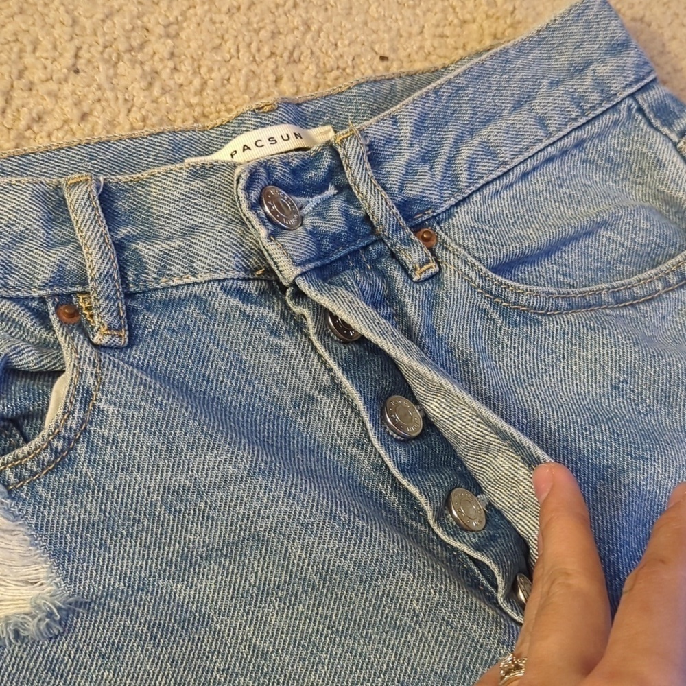 PacSun Ultra High Rise Slim Button Fly Light Wash Denim Jeans Size 24 - Picture 10 of 10